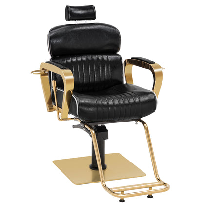 BarberPub Barber Chair with Headrest, Metal Hydraulic Reclining Salon Chair 3078