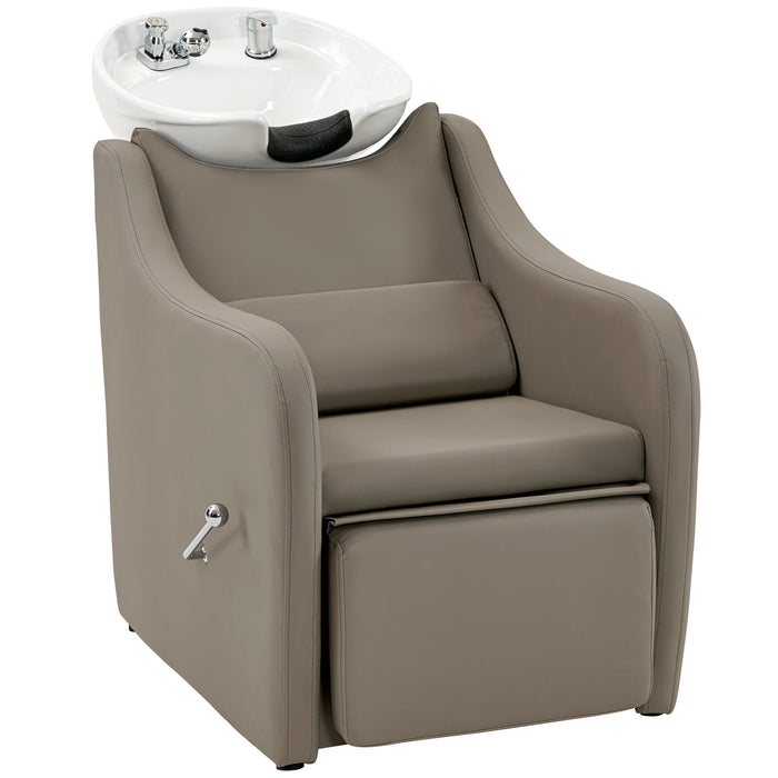 BarberPub Shampoo Barber Backwash Chair Extended, Ceramic Shampoo Bowl Sink Chair Station for Spa Beauty Salon 9090