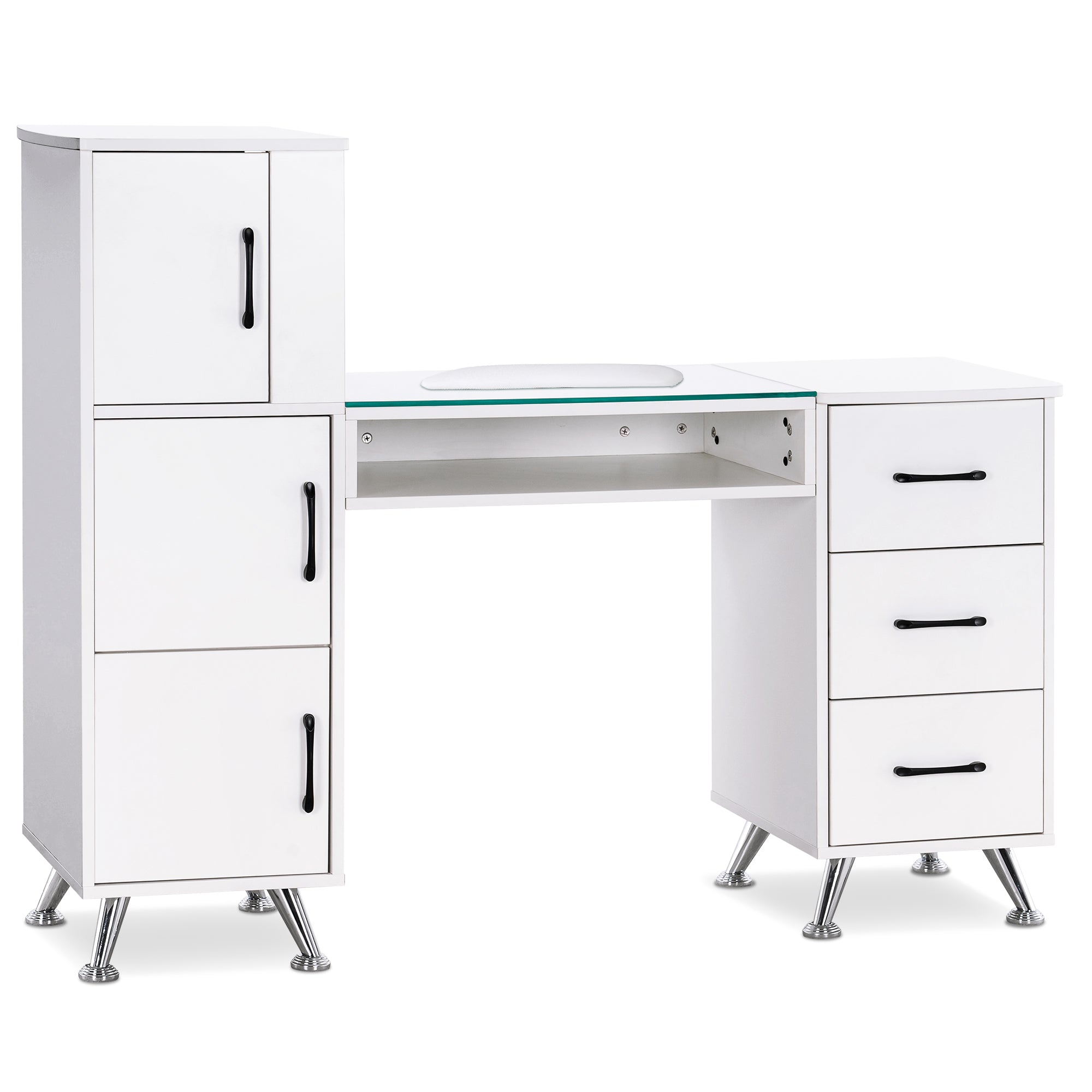 BarberPub Manicure Table, Nail Makeup Desk Salon Workstation for Storage 2611