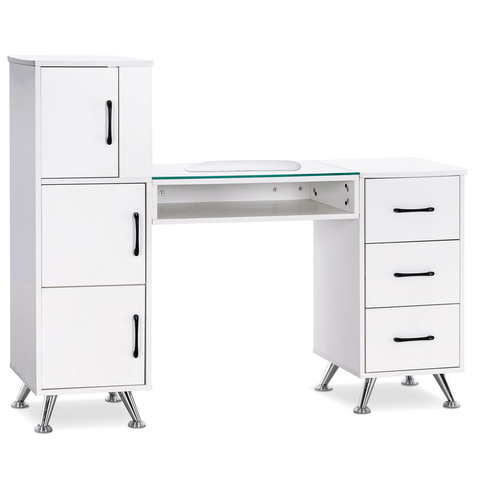 BarberPub Manicure Table, Nail Makeup Desk with Drawers, Storage Beauty Salon Workstation 2611