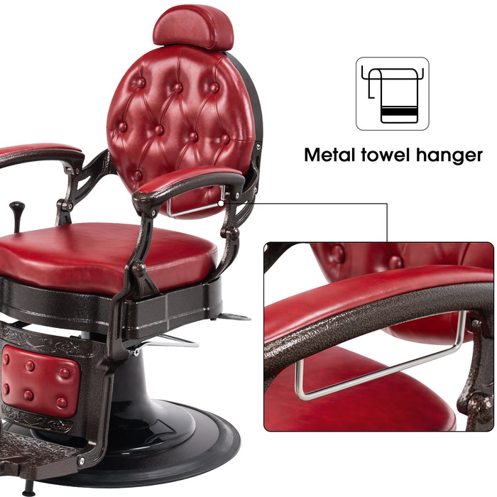 BarberPub Heavy Duty Metal Vintage Barber Chair All Purpose Hydraulic Recline Salon Beauty Spa Chair Styling Equipment 2933