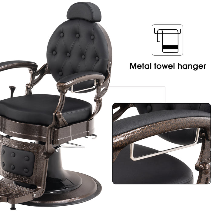 BarberPub Heavy Duty Metal Vintage Barber Chair All Purpose Hydraulic Recline Salon Beauty Spa Chair Styling Equipment 2933