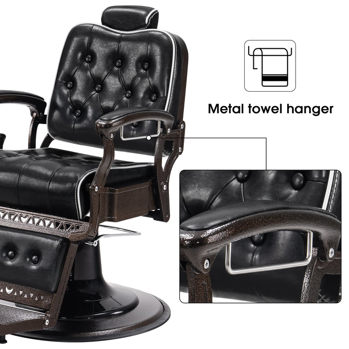 BarberPub Heavy Duty Metal Vintage Barber Chair All Purpose Reclining Hydraulic Pump Salon Beauty Spa Chair Hair Styling Equipment 9218