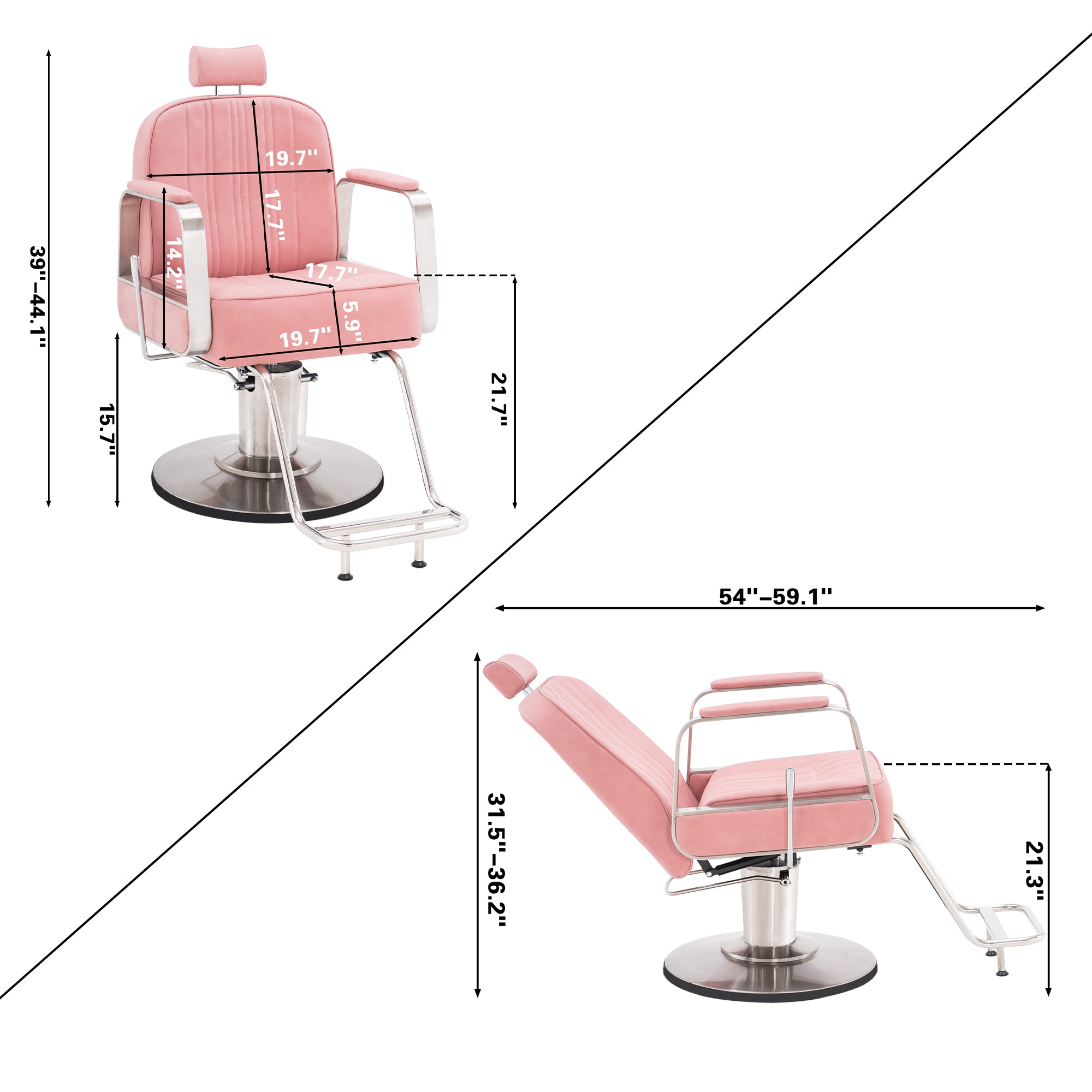 BarberPub Barber Chair for Hair Stylist, All Purpose Reclining Salon Styling Chair 8548