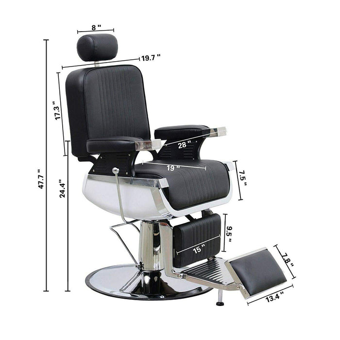 BarberPub Hydraulic Vintage Barber Chair Recline All Purpose Lincoln Salon Equipment 8740