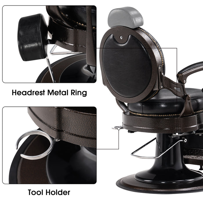 BarberPub Heavy Duty Metal Vintage Barber Chair All Purpose Hydraulic Recline Salon Beauty Spa Chair Styling Equipment 9201