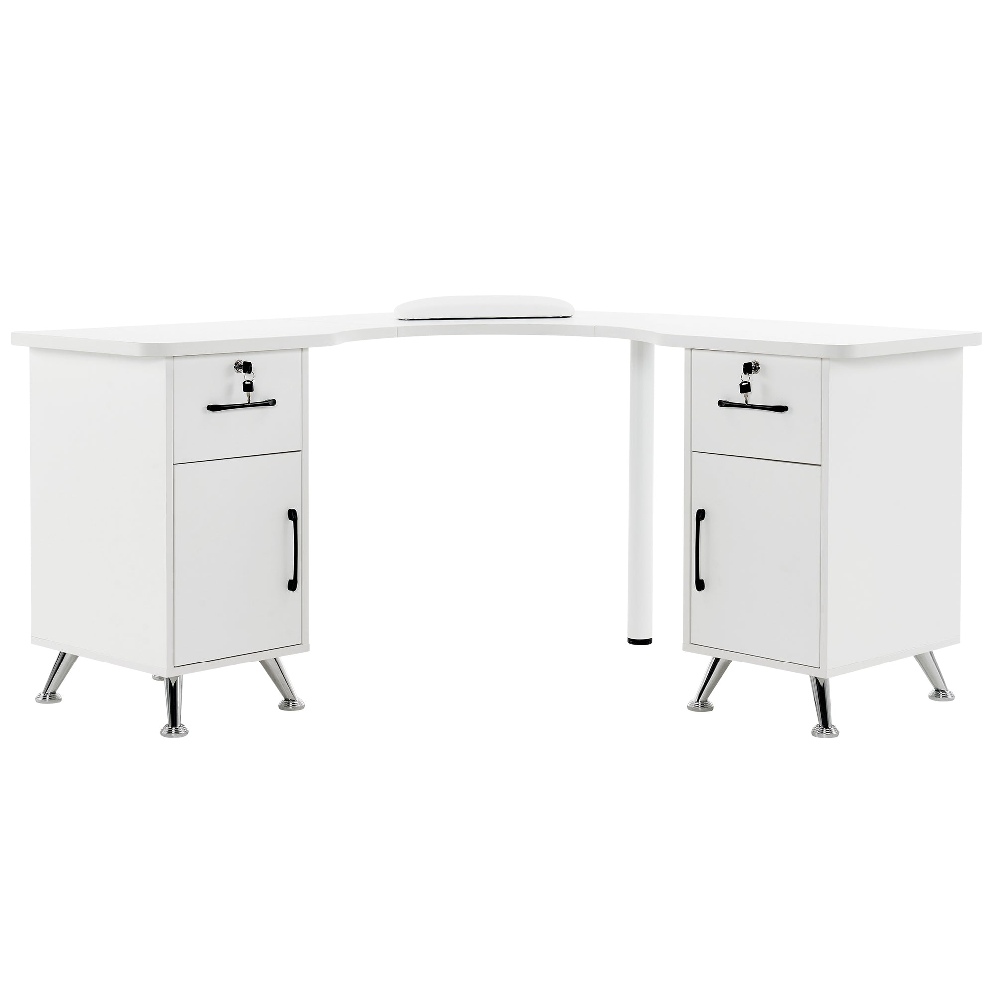 BarberPub LShaped Nail Table with Storage Corner Manicure Desk with D