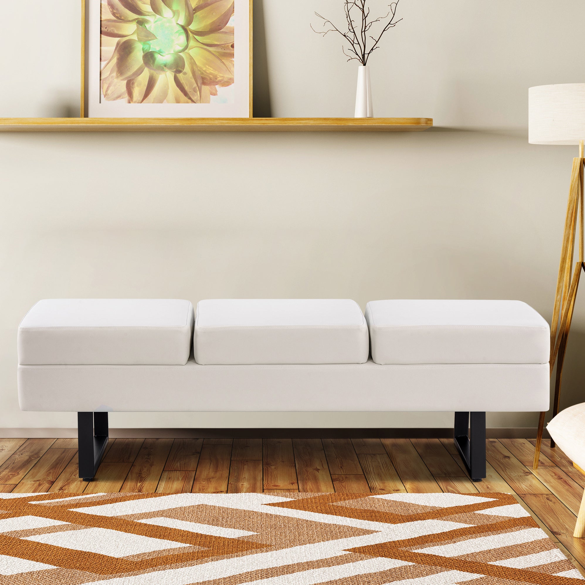 OmySalon Waiting Room Bench with Back, 58.6'' Office Guest