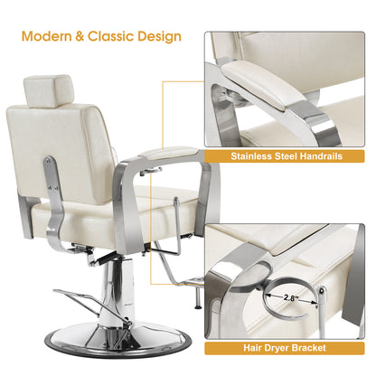 BarberPub Classic Barber Chair, Hair Styling Salon Reclining Swivel Hydraulic Chair 3127