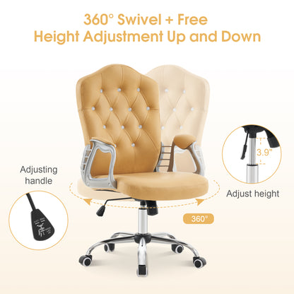 BarberPub Nail Adjustable Lumbar Support Work Chair, Cute Swivel Rolling Chair 3535