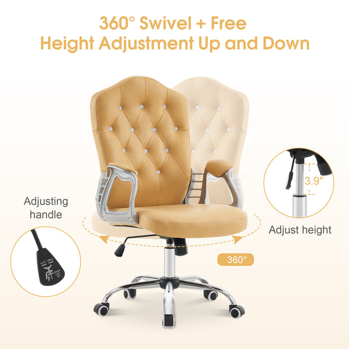 BarberPub Manicure Adjustable Lumbar Support Work Chair, Cute Swivel Rolling Nail Chair, Ergonomic Chair with Armrest 3535