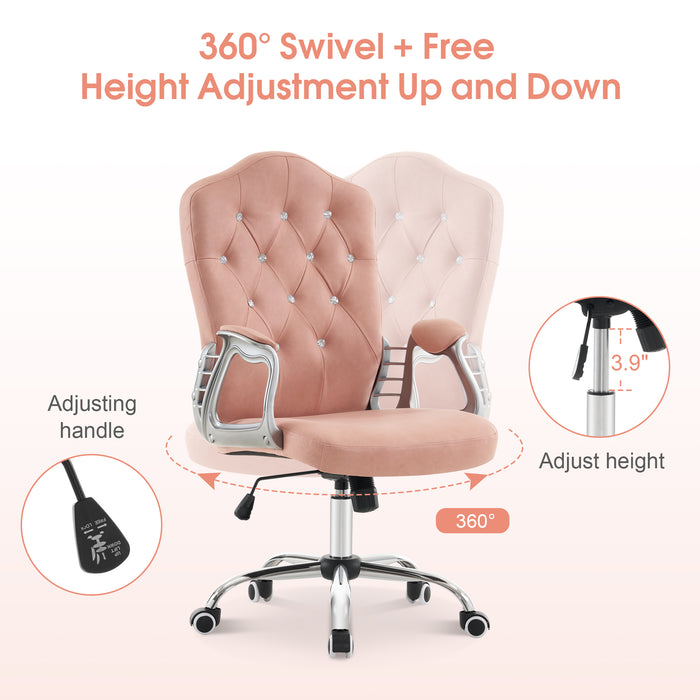 BarberPub Manicure Adjustable Lumbar Support Work Chair, Cute Swivel Rolling Nail Chair, Ergonomic Chair with Armrest 3535