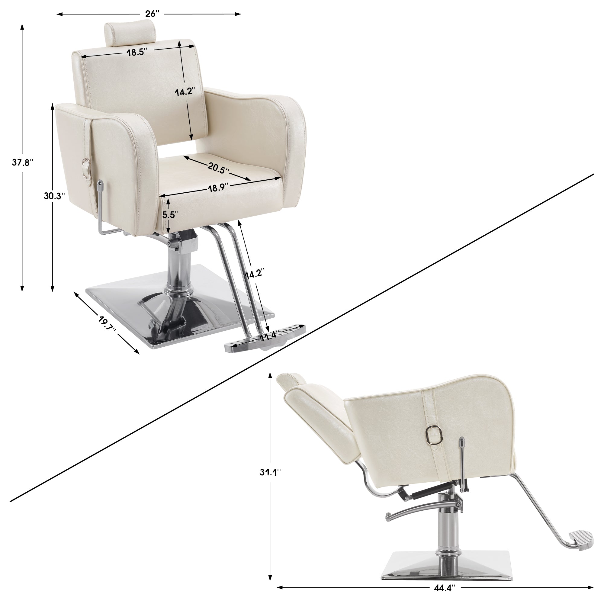 BarberPub Reclining Hydraulic Barber Chair, Spa Salon Styling Chairs for Barbershop 3124