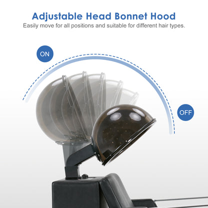 BarberPub Barber Salon Hooded Bonnet Hair Dryer Chair with Timer & Three-Position Temperature Control 2700