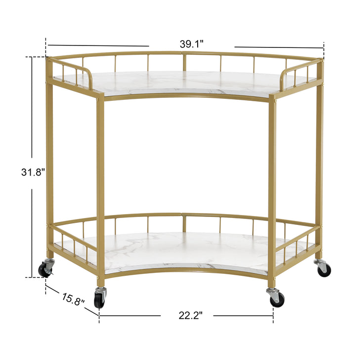 BarberPub Salon Trolley with Double Shelves Metal Frame Utility Cart with Wheels Beauty Organizer Spa Equipment 2049