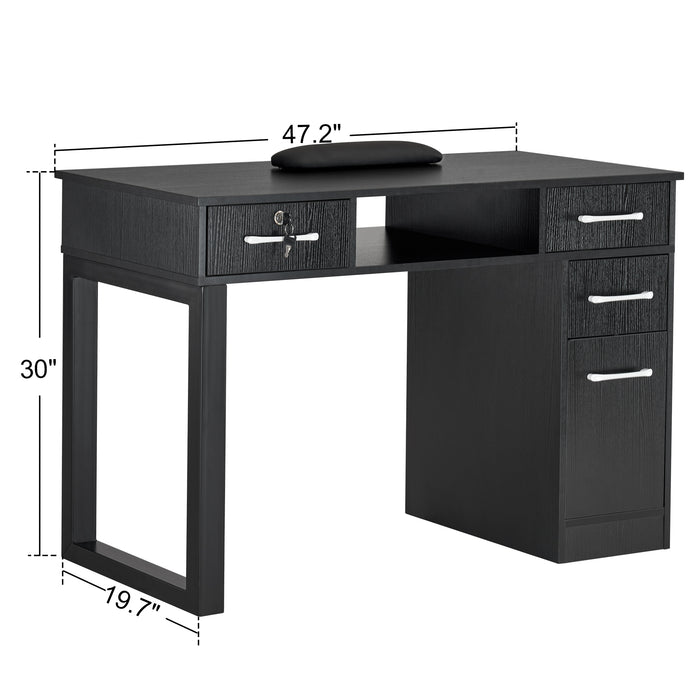 BarberPub Nail Makeup Desk with Drawers Manicure Table Cabinet Storage Beauty Salon Home Office Workstation 2844