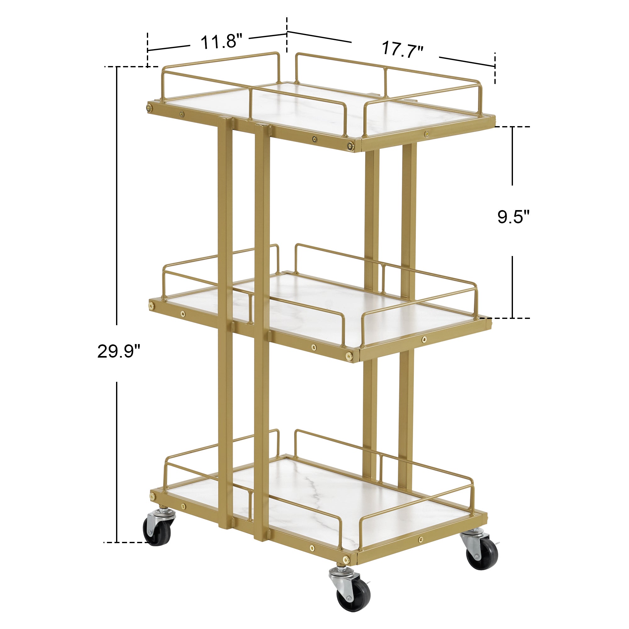 BarberPub Salon Trolley Multi-functional Barber Cart With 3 Layers Shelves 2061