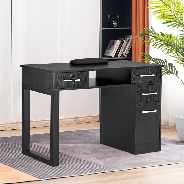 BarberPub Nail Makeup Desk with Drawers Manicure Table Cabinet Storage Beauty Salon Home Office Workstation 2844