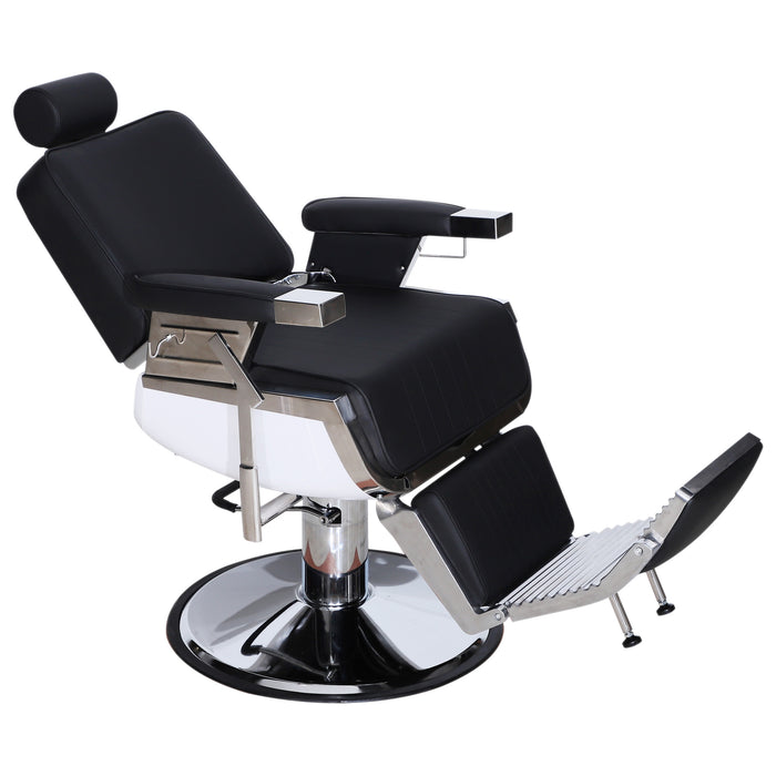 BarberPub Classic Modern Heavy Duty Metal Vintage Barber Chair All Purpose Hydraulic Reclining Salon Beauty Professional Equipment 3823