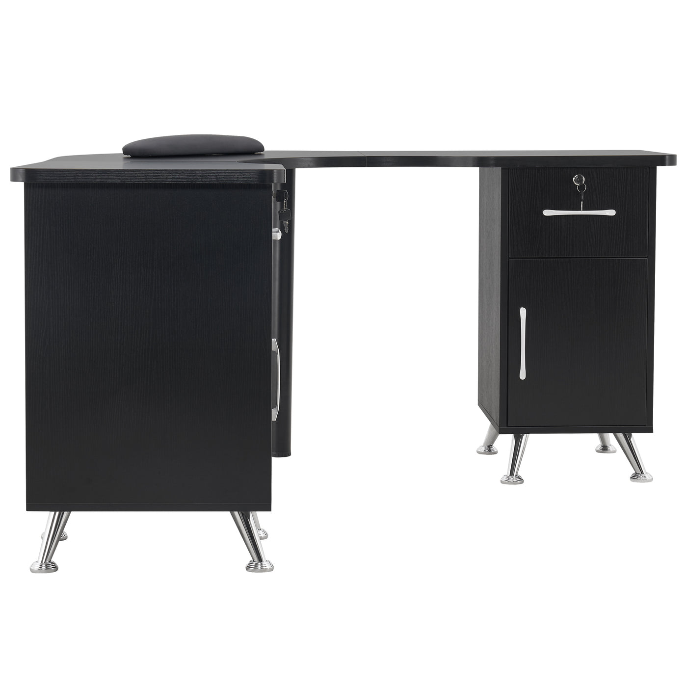 BarberPub LShaped Nail Table with Storage Corner Manicure Desk with D