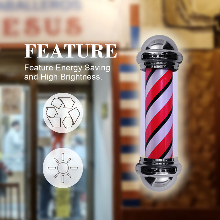 BarberPub Barber Pole Red/Pink&Blue/Black&White Stripes Rotating Metal Hair Salon Sign L016