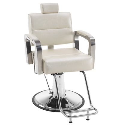 BarberPub Classic Barber Chair, Hair Styling Salon Reclining Swivel Hydraulic Chair 3127