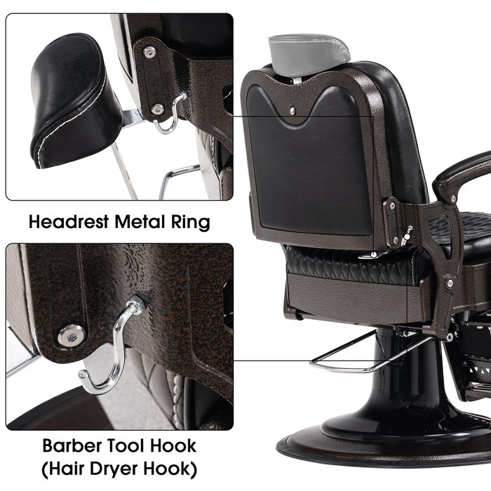 BarberPub Heavy Duty Metal Vintage Barber Chair All Purpose Reclining Hydraulic Pump Salon Beauty Spa Chair Hair Styling Equipment 9216