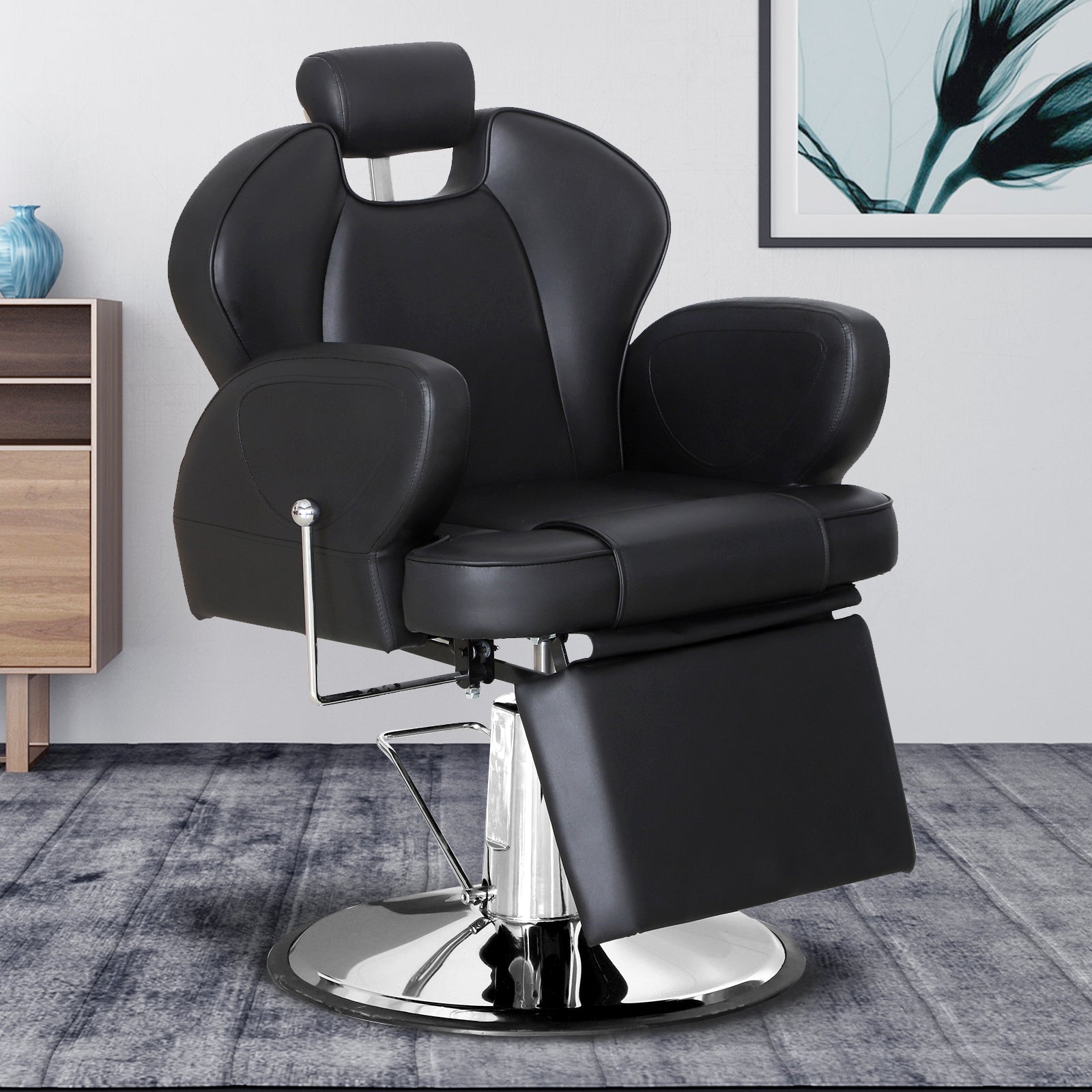 BarberPub Hydraulic Barber Chair Recline Professional Salon Beauty Spa Styling Equipment 2692 Black