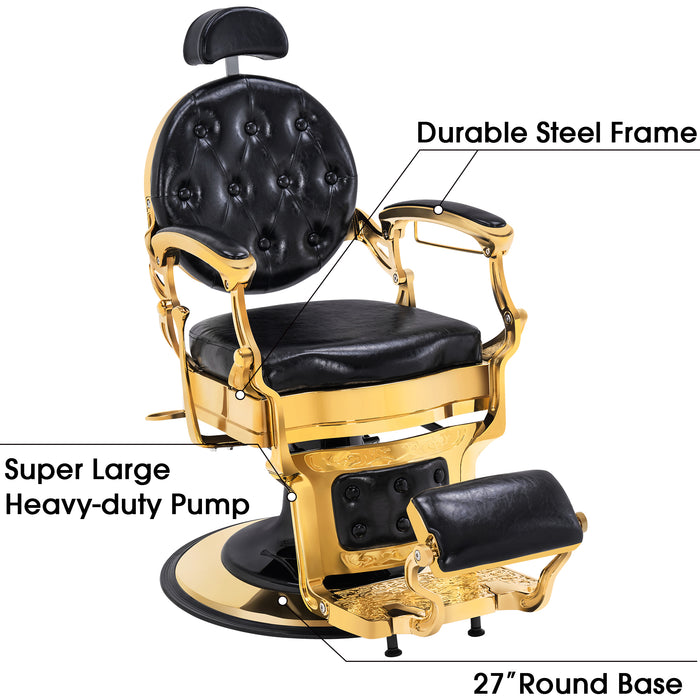 BarberPub Heavy Duty Metal Vintage Barber Chair All Purpose Hydraulic Recline Salon Beauty Spa Chair Styling Equipment 2933