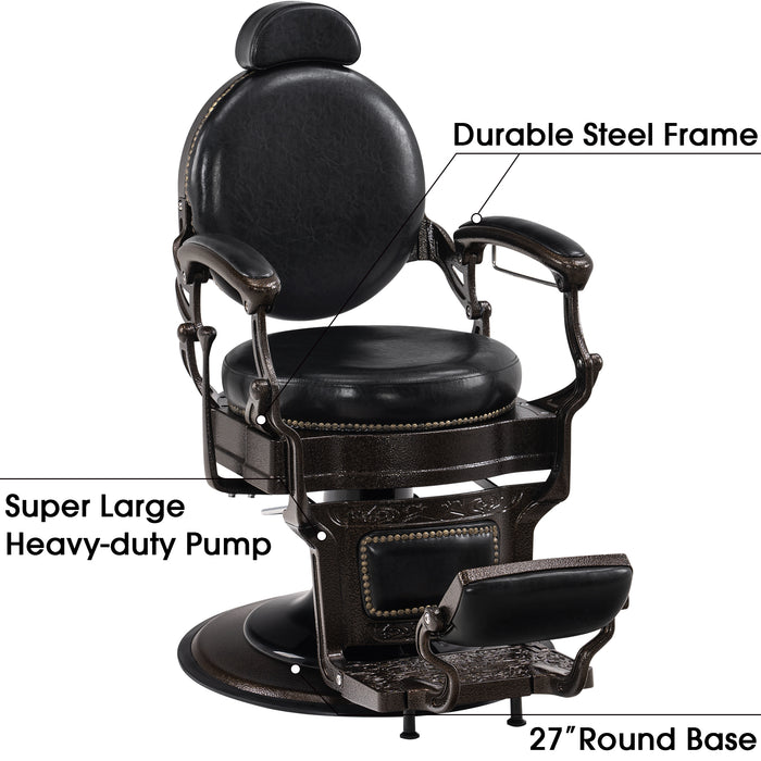 BarberPub Heavy Duty Metal Vintage Barber Chair All Purpose Hydraulic Recline Salon Beauty Spa Chair Styling Equipment 9201