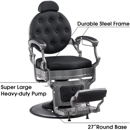 BarberPub Heavy Duty Barber Chair,Vintage Reclining Salon Chair for Barbershop 2933