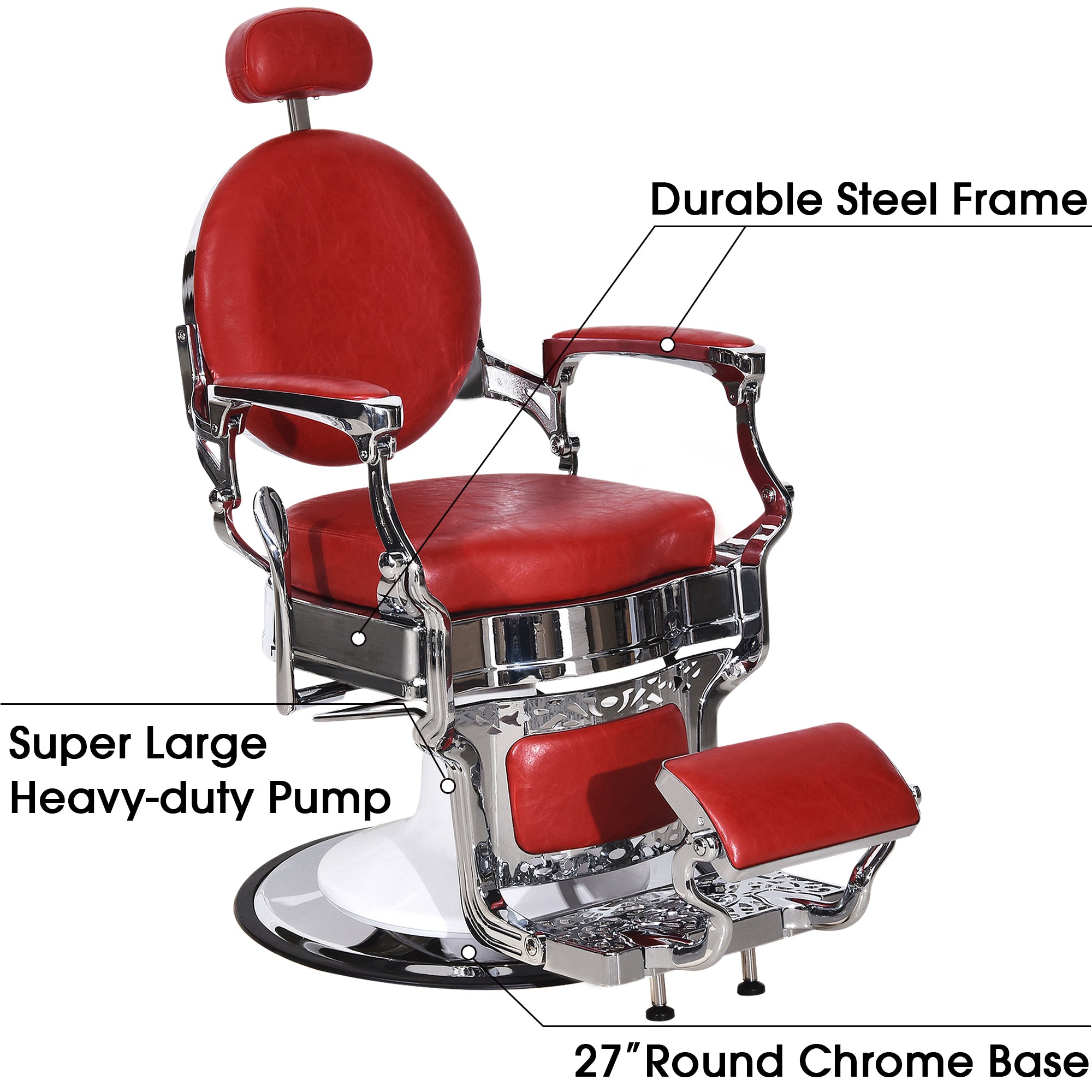 BarberPub Heavy Duty Barber Chair, All Purpose Reclining Hair Styling Salon Chair 3860