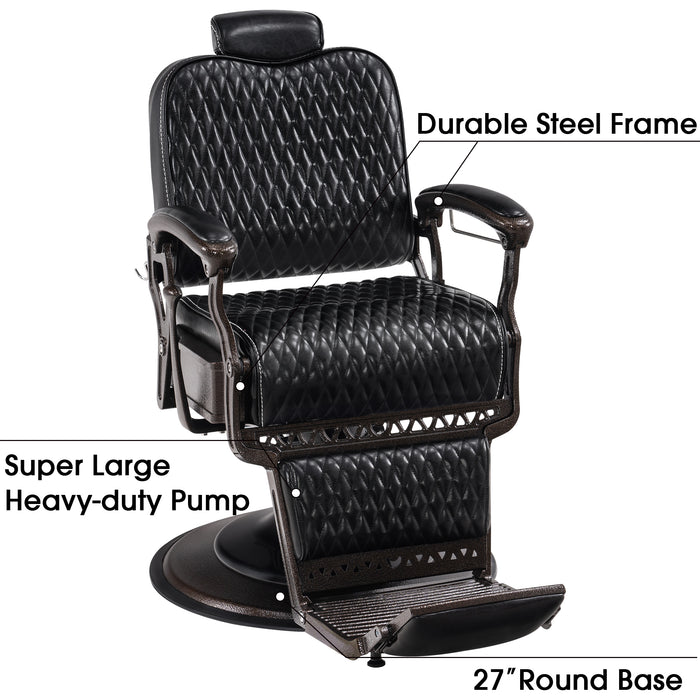 BarberPub Heavy Duty Metal Vintage Barber Chair All Purpose Reclining Hydraulic Pump Salon Beauty Spa Chair Hair Styling Equipment 9216