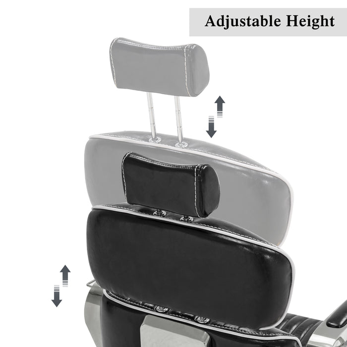 BarberPub Luxurious Barber Chair Metal Hydraulic Recline Beauty Spa Styling Equipment 3078