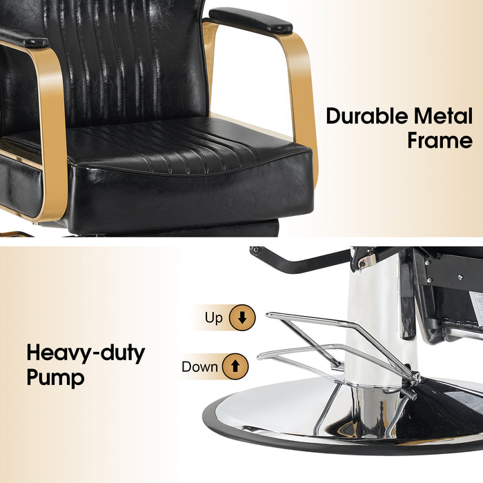 BarberPub Classic Barber Chair Heavy Duty Metal Frame All Purpose Hydraulic Recline Beauty Salon Spa Equipment 9238