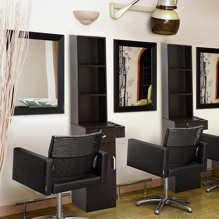 BarberPub Wall Mount Barber Station Hair Styling Drawer Storage Beauty Salon Spa Equipment 3208