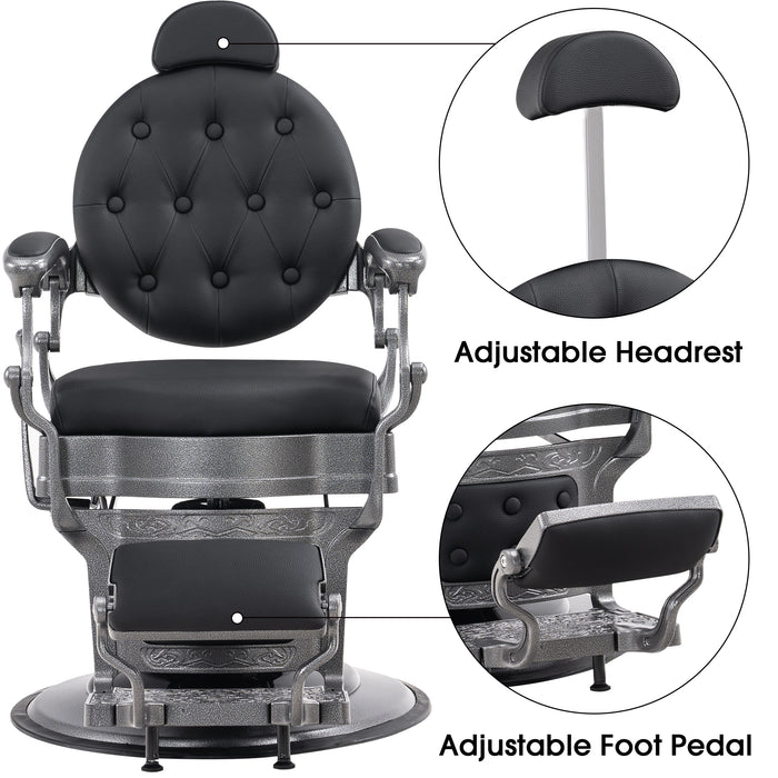 BarberPub Heavy Duty Metal Vintage Barber Chair All Purpose Hydraulic Recline Salon Beauty Spa Chair Styling Equipment 2933