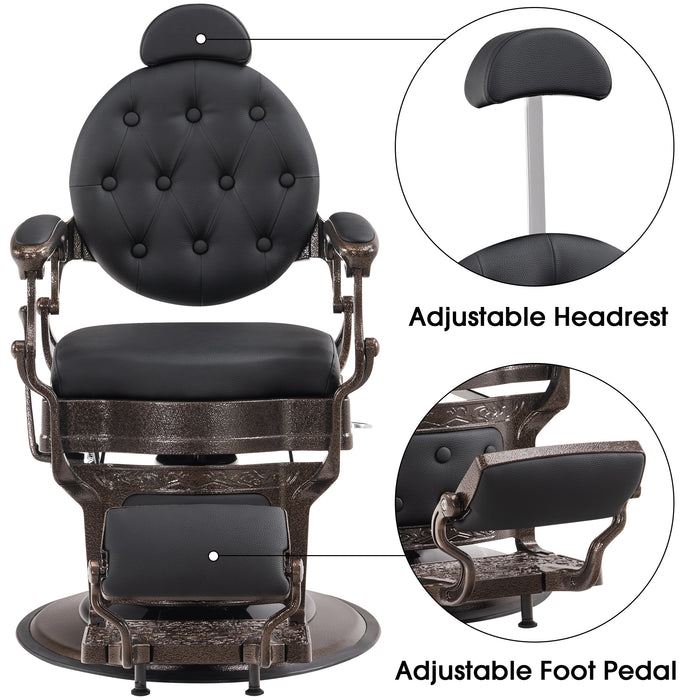 BarberPub Heavy Duty Metal Vintage Barber Chair All Purpose Hydraulic Recline Salon Beauty Spa Chair Styling Equipment 2933