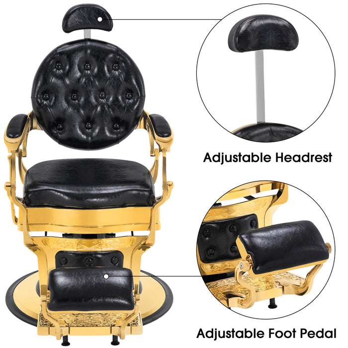 BarberPub Heavy Duty Metal Vintage Barber Chair All Purpose Hydraulic Recline Salon Beauty Spa Chair Styling Equipment 2933