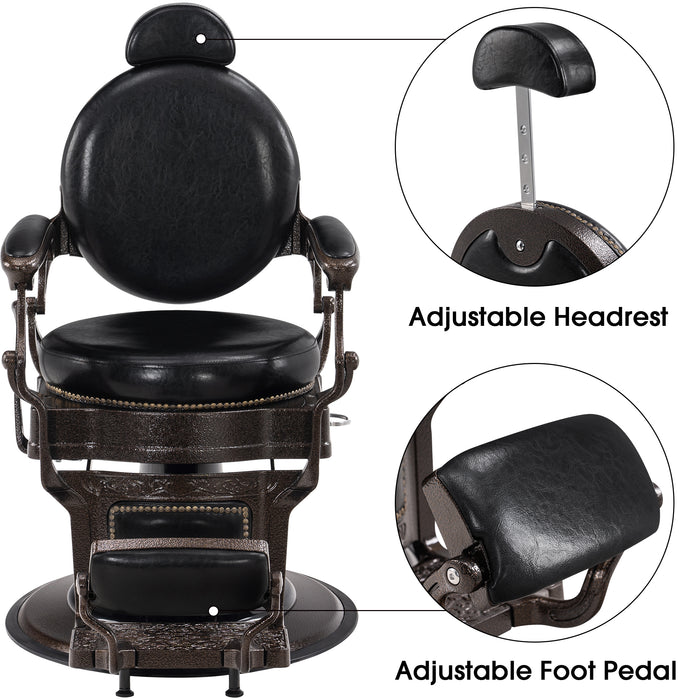 BarberPub Heavy Duty Metal Vintage Barber Chair All Purpose Hydraulic Recline Salon Beauty Spa Chair Styling Equipment 9201