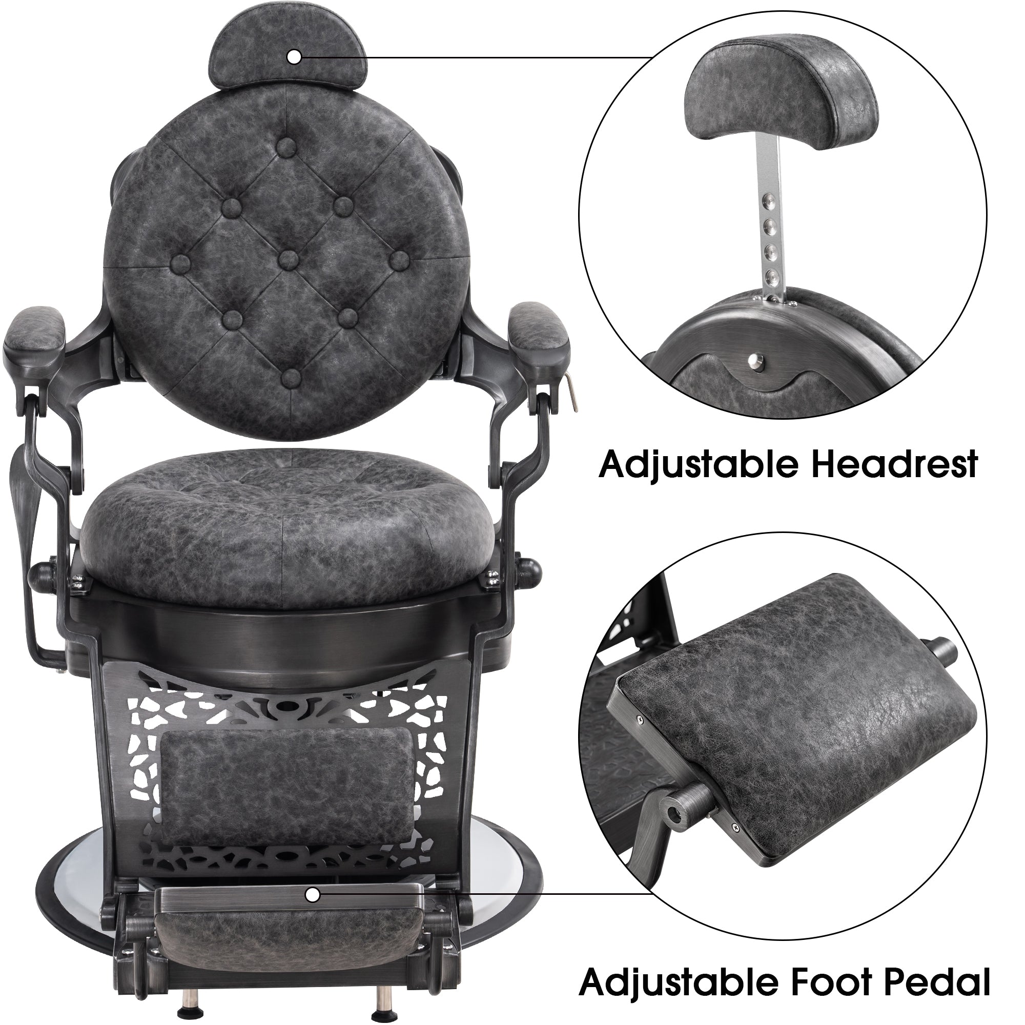 BarberPub Hydraulic Barber Chair, Heavy Duty Metal Frame Reclining Salon Chair 9213