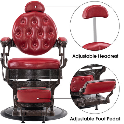 BarberPub Heavy Duty Barber Chair,Vintage Reclining Salon Chair for Barbershop 2933