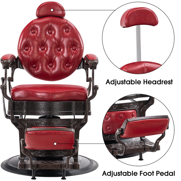 BarberPub Heavy Duty Metal Vintage Barber Chair All Purpose Hydraulic Recline Salon Beauty Spa Chair Styling Equipment 2933