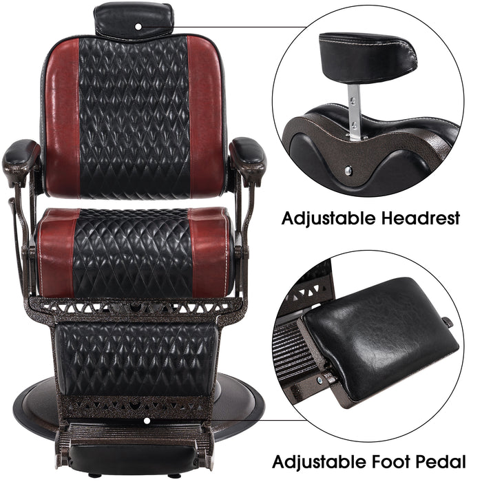 BarberPub Heavy Duty Metal Vintage Barber Chair All Purpose Reclining Hydraulic Pump Salon Beauty Spa Chair Hair Styling Equipment 9216