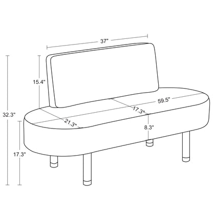 BarberPub Waiting Room Chairs Reception Settee Bench, Leather Upholstered Dining Bench with Backrest, Office Salon Furniture W702