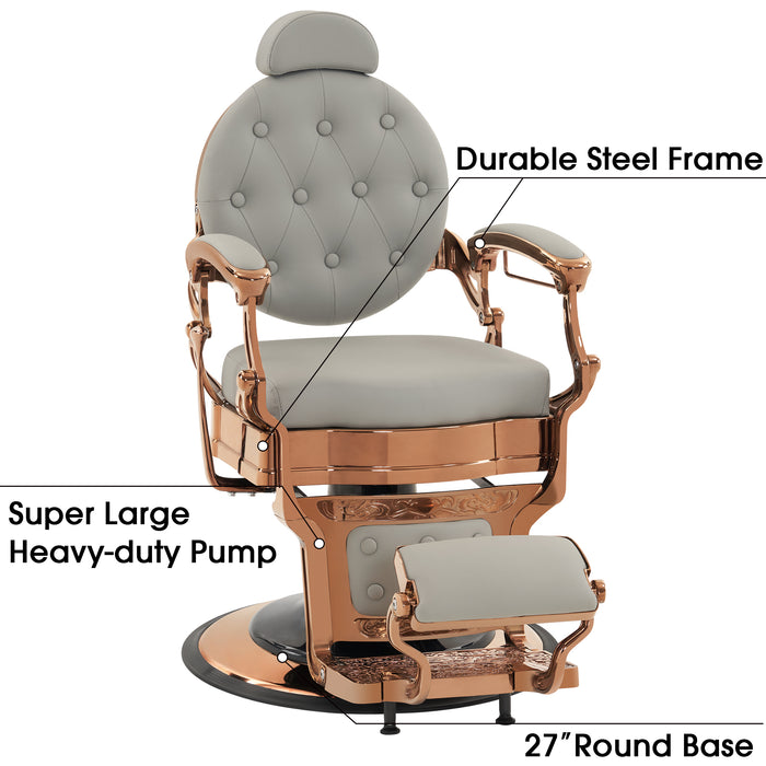 BarberPub Heavy Duty Metal Vintage Barber Chair All Purpose Hydraulic Recline Salon Beauty Spa Chair Styling Equipment 2933